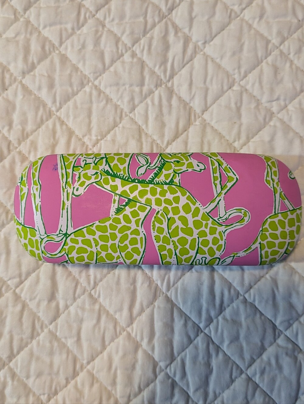 Lilly Pulitzer Printed Hard Sunglass Case - Pink & Lime Giraffe Design